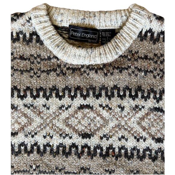 VINTAGE Peter England Thick Wool Sweater Knit Crew Neck Nordic Men's Size Large - Picture 5 of 8